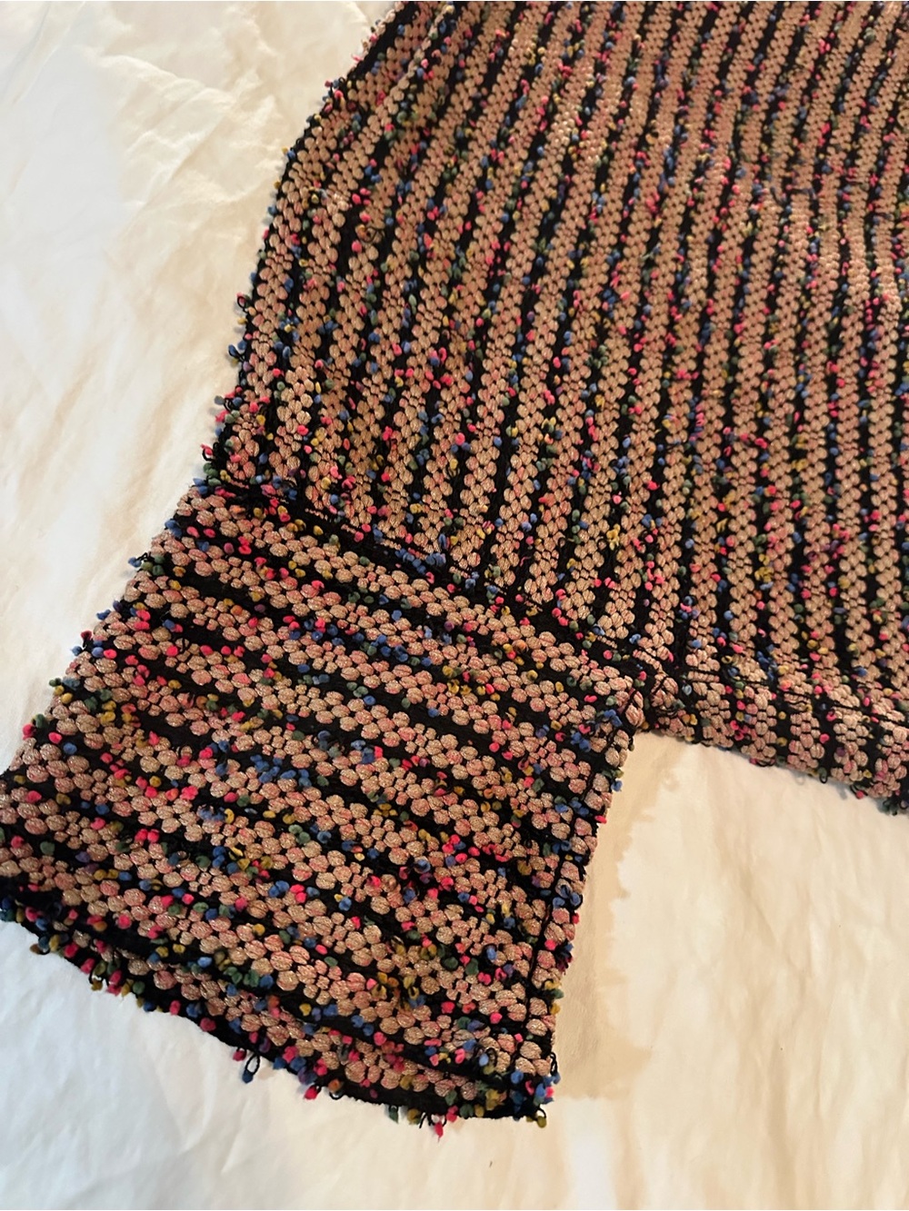 ETRO Boucle Knit Fringe Cardigan Sweater Small Multicolor Tweed Italy Boho Luxe - Picture 12 of 14